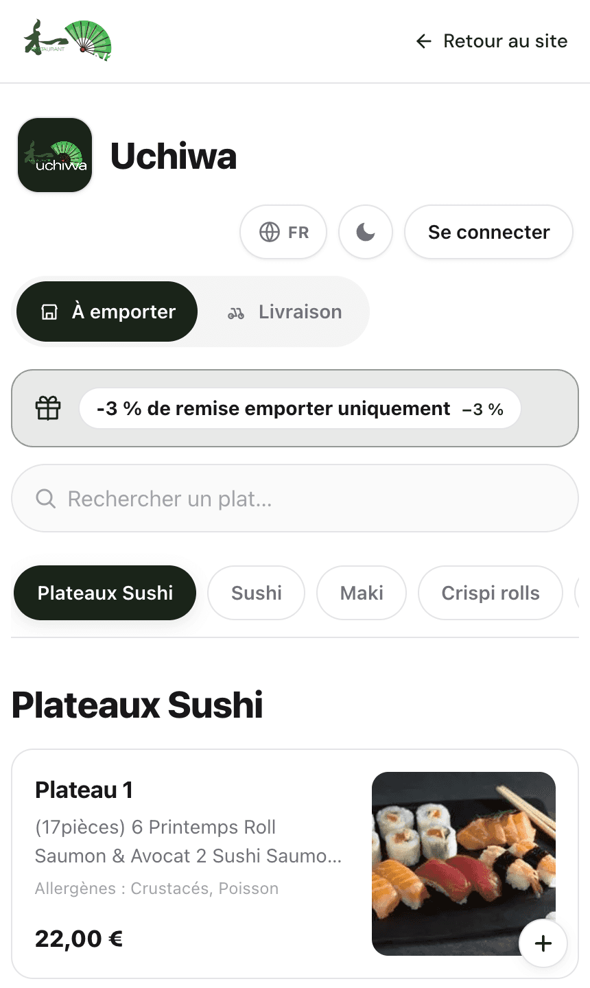 Uchiwa — Voir leur commande en ligne